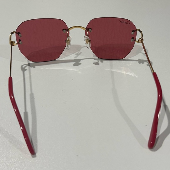 Cartier Geometric Frame Sunglasses Pink / Red BRAND NEW - Picture 9 of 11